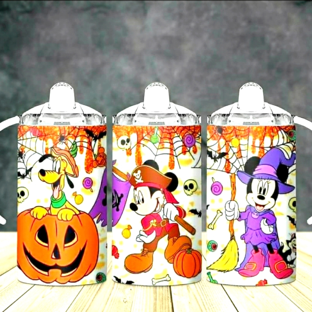 Disney Halloween Sippy Cup Stainless Steel with two lids and straw